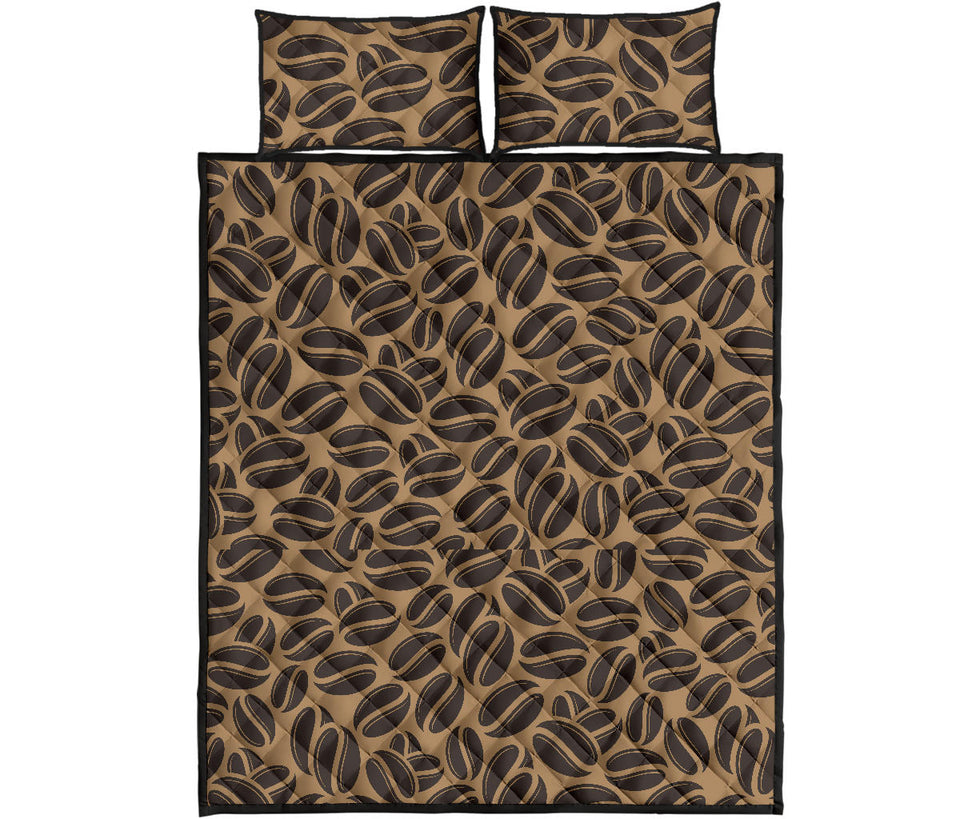 Coffee bean on brown background Quilt Bed Set