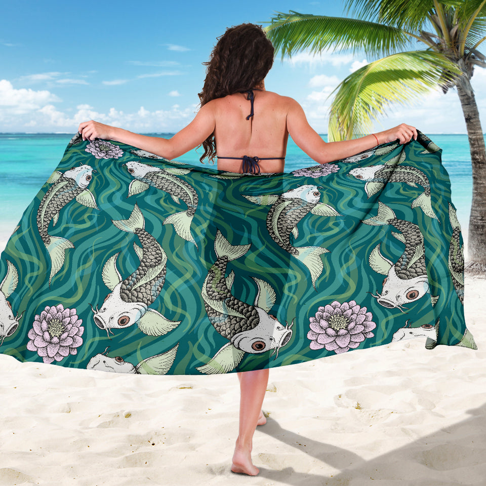 Koi Fish Carp Fish Lotus Pattern Sarong