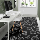 Garlic Pattern Black Background Area Rug