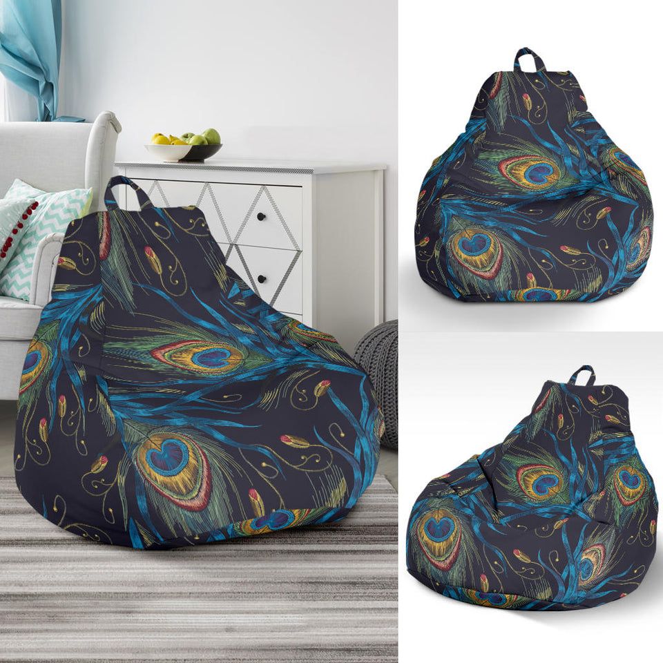 Beautiful Peacock Feather Pattern Bean Bag Cover