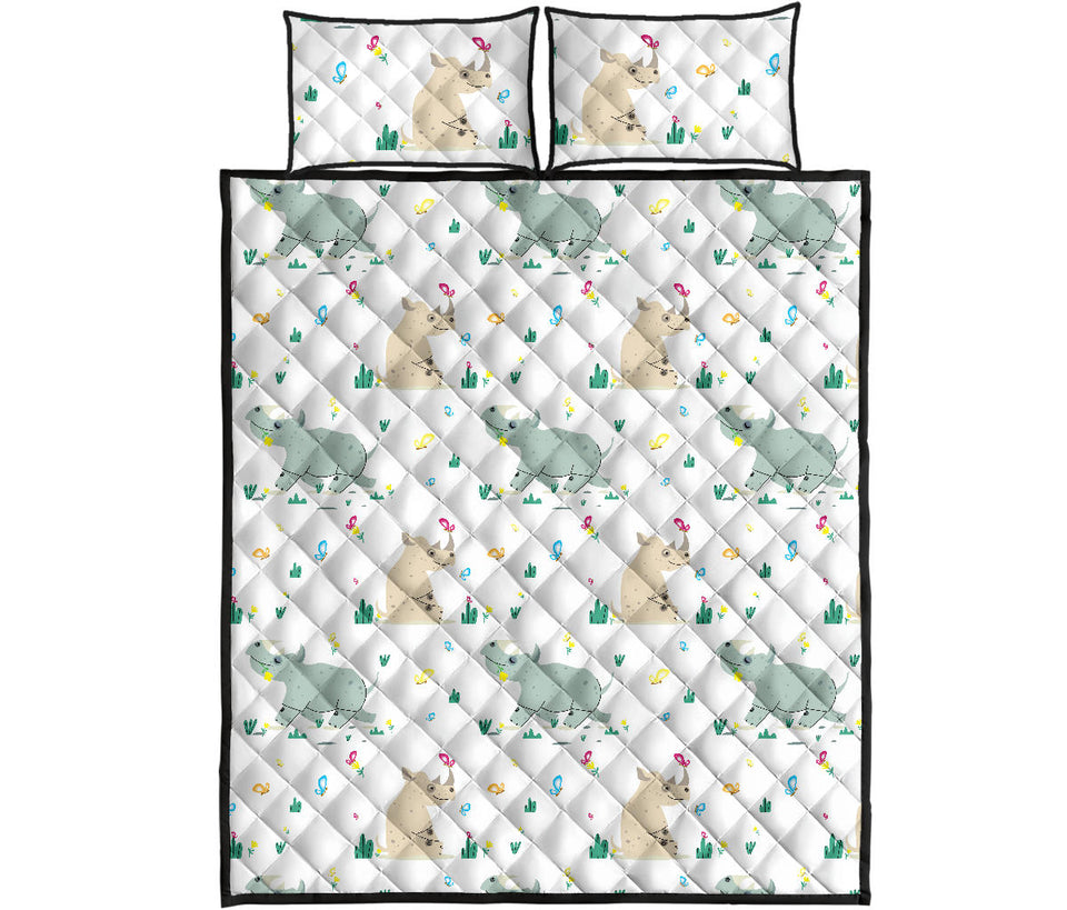 Cute Rhino pattern Quilt Bed Set