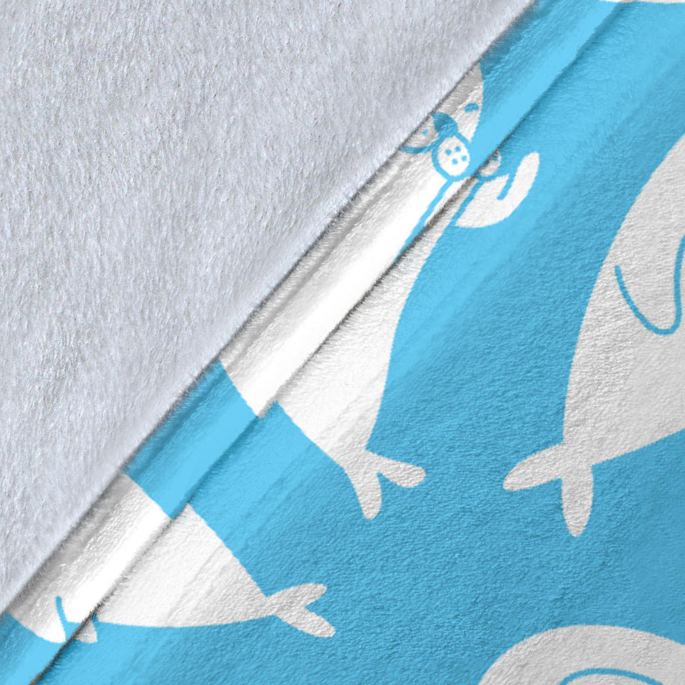 Cute White Sea Lion Seals Pattern Premium Blanket