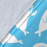 Cute White Sea Lion Seals Pattern Premium Blanket