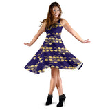 Beautiful Japanese Fan Pattern Sleeveless Midi Dress