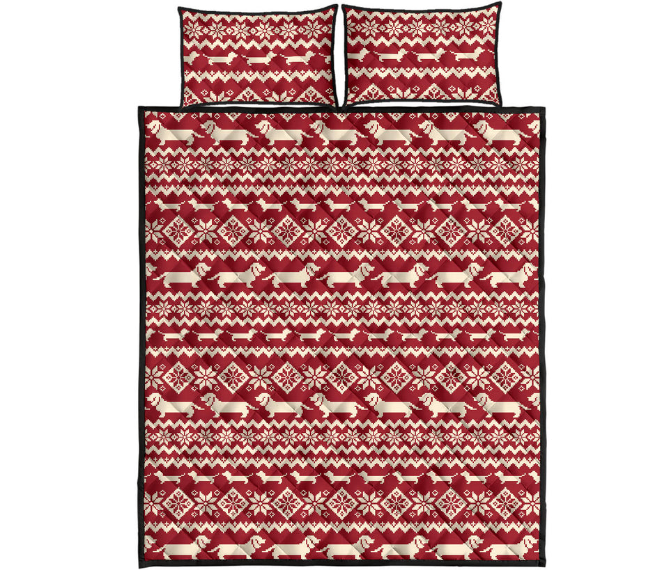 Dachshund Nordic pattern Quilt Bed Set