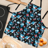 Skull Flower Roses Leave Pattern Adjustable Apron