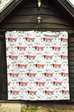 Cute Dachshund Bone Pattern Premium Quilt