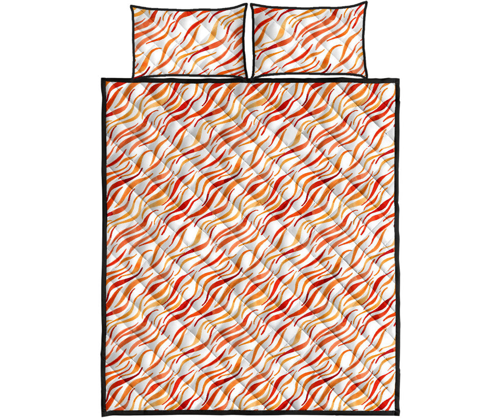 Fire flame watercolor pattern Quilt Bed Set