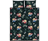 Cute sloths sleeping christmas ball santa hat pattern Quilt Bed Set