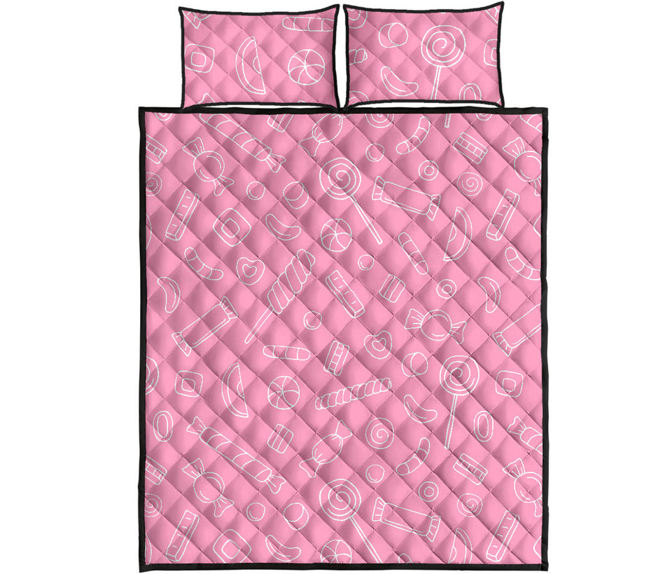 Sweet candy pink background Quilt Bed Set