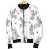 Watercolor Cute Rabbit Pattern Women'S Bomber Jacket