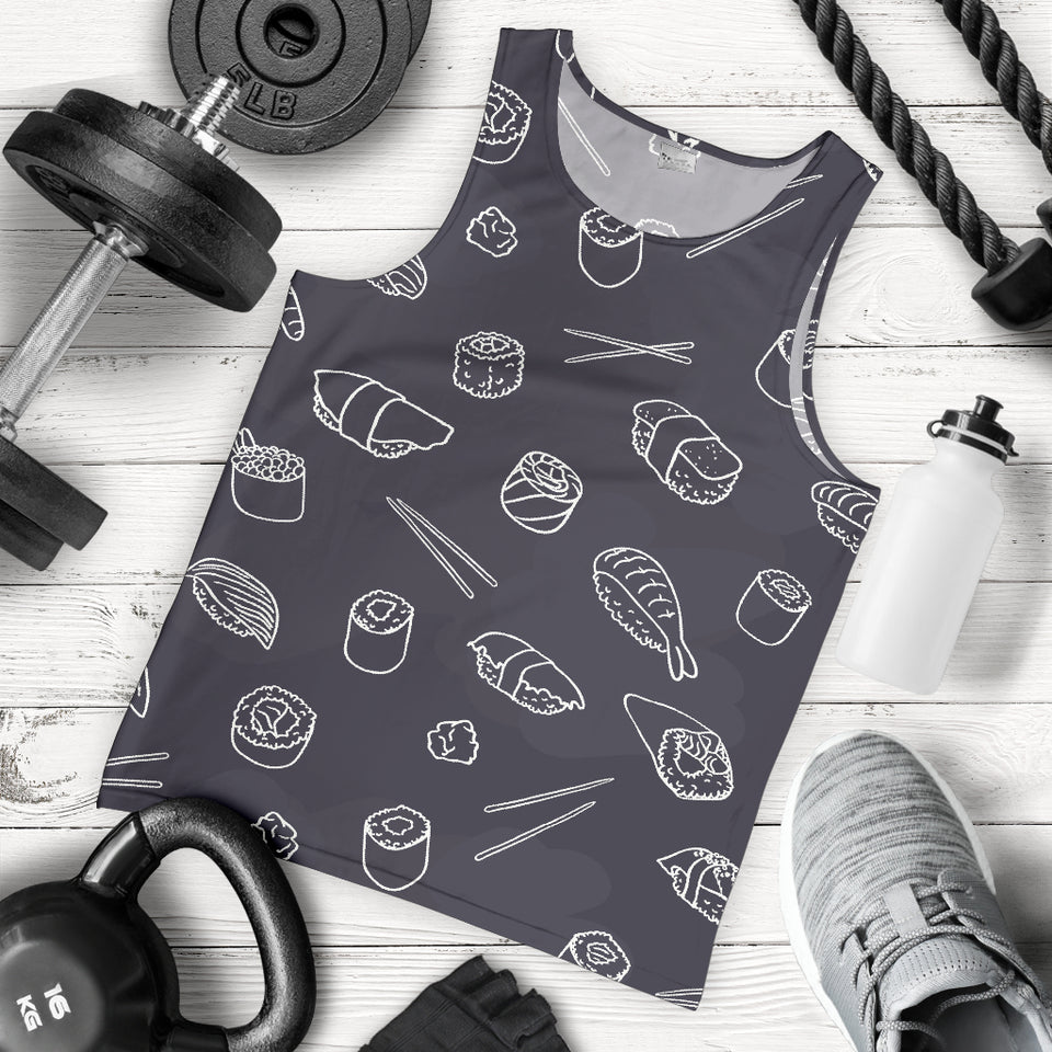 sushi pattern black background Men Tank Top