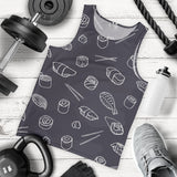 sushi pattern black background Men Tank Top