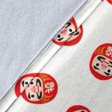 Daruma Japanese Wooden Doll Pattern Premium Blanket
