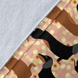 Dachshund Floral Background Premium Blanket