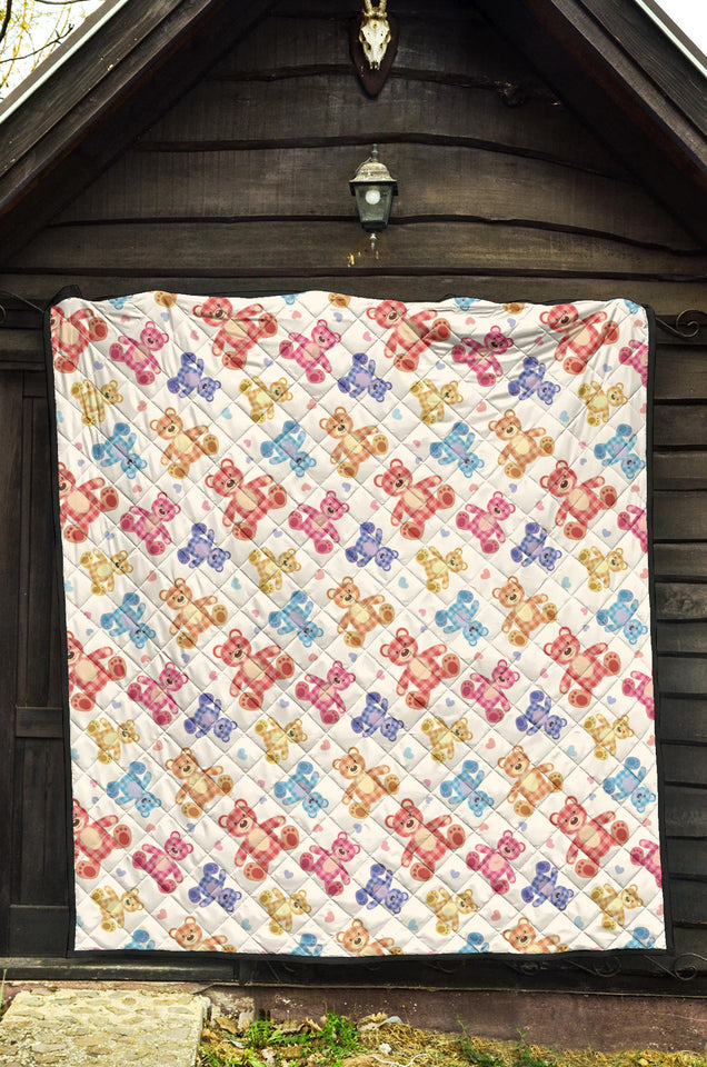Teddy Bear Pattern Print Design 05 Premium Quilt