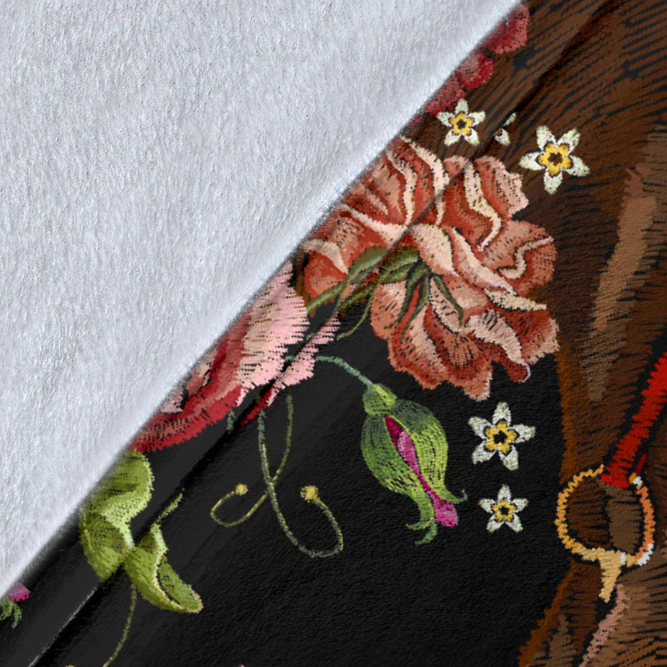 Horse Head Wild Roses Pattern Premium Blanket