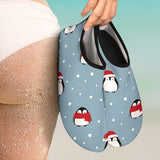 Cute Penguin Christmas Snow Pattern Aqua Shoes