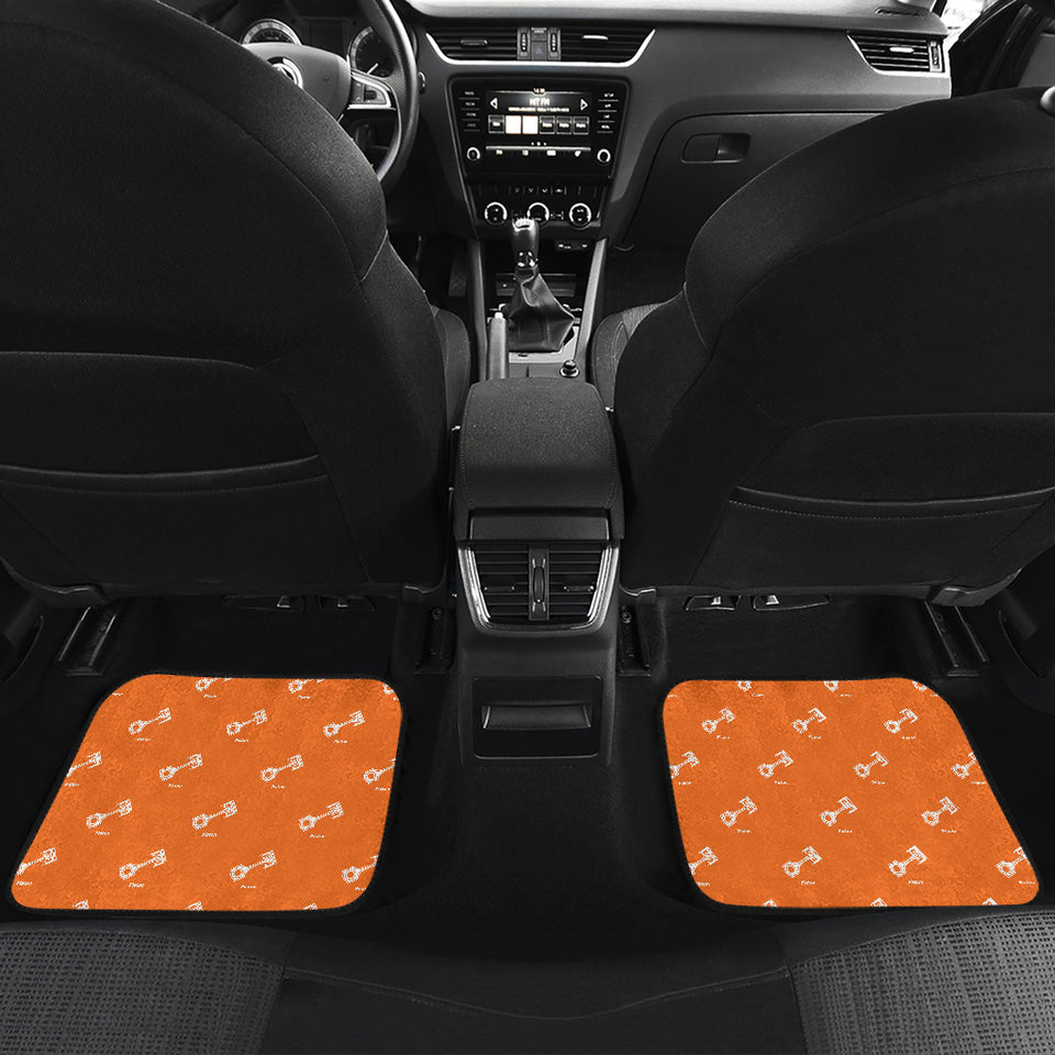 Engine Piston Orange Background Pattern Print Design 05 Front and Back Car Mats