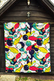 Watercolor Bowling Ball Pins Premium Quilt