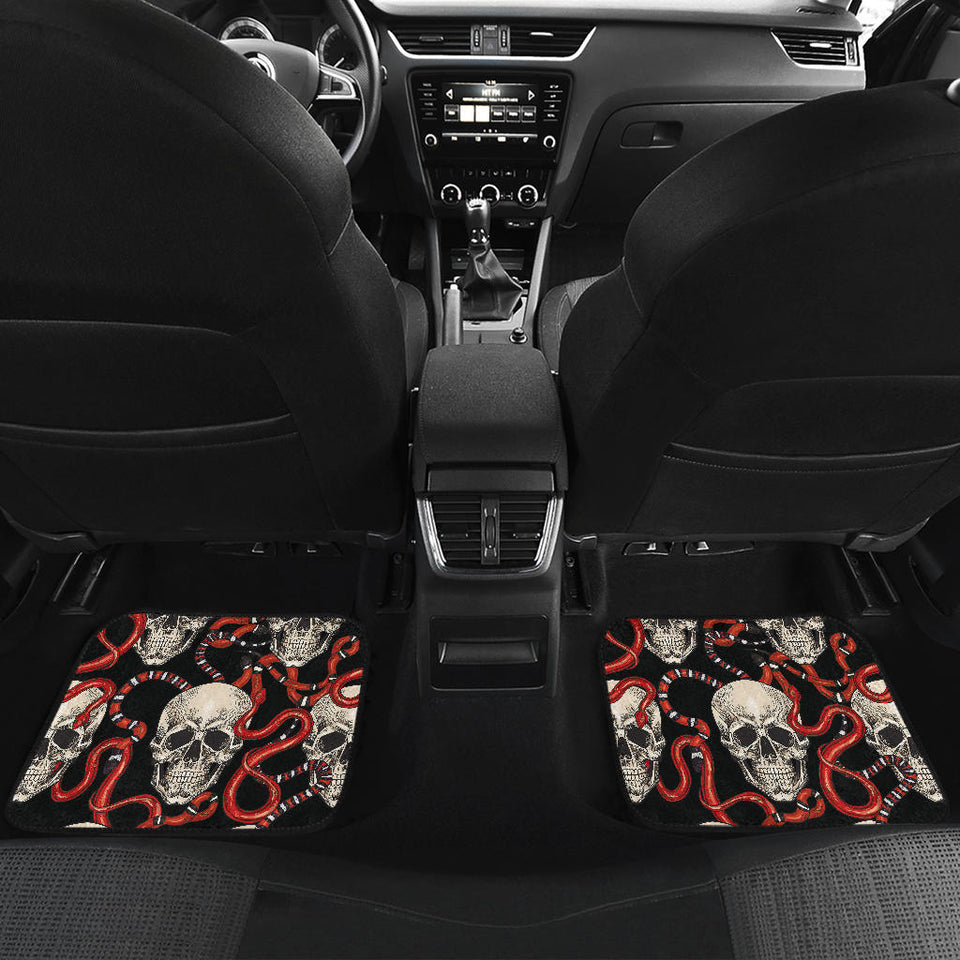 Red Snake Skull Pattern Front And Back Car Mats