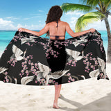 Japanese Crane Pink Sakura Pattern Sarong