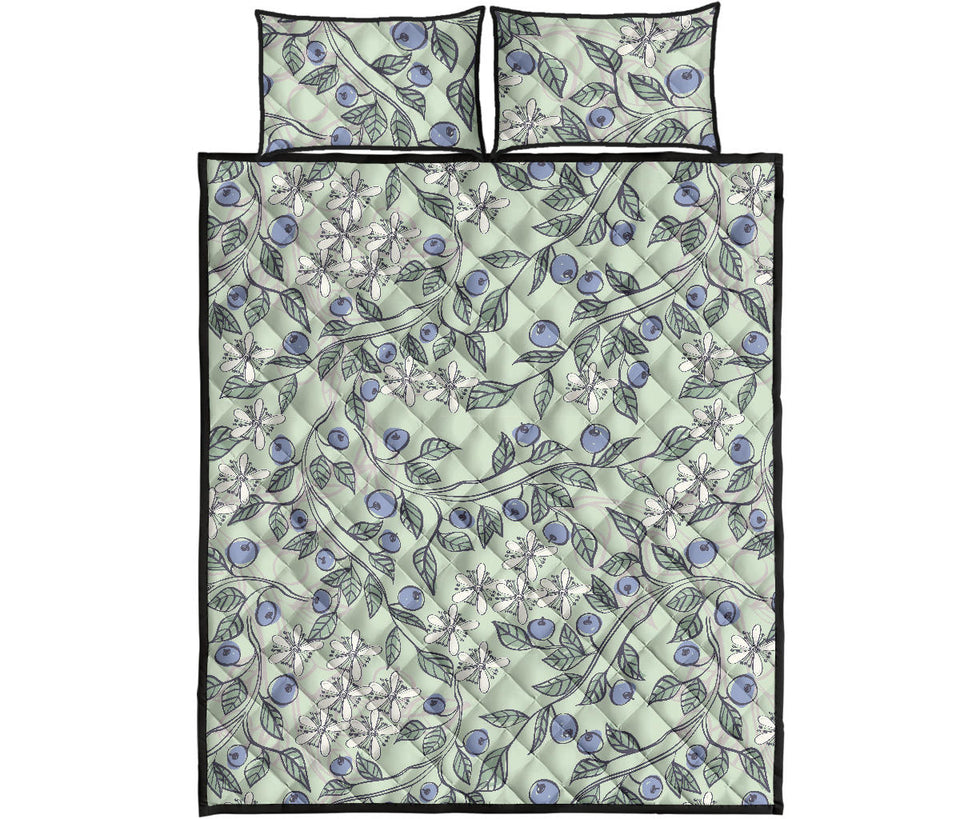 hand drawn blueberry pattern Quilt Bed Set