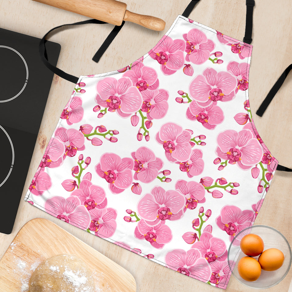 Pink Purple Orchid Pattern Background Adjustable Apron