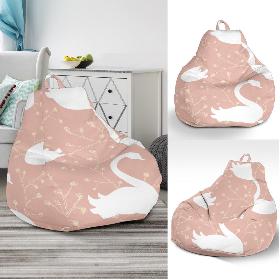 Swan Flower Light Pink Background Bean Bag Cover