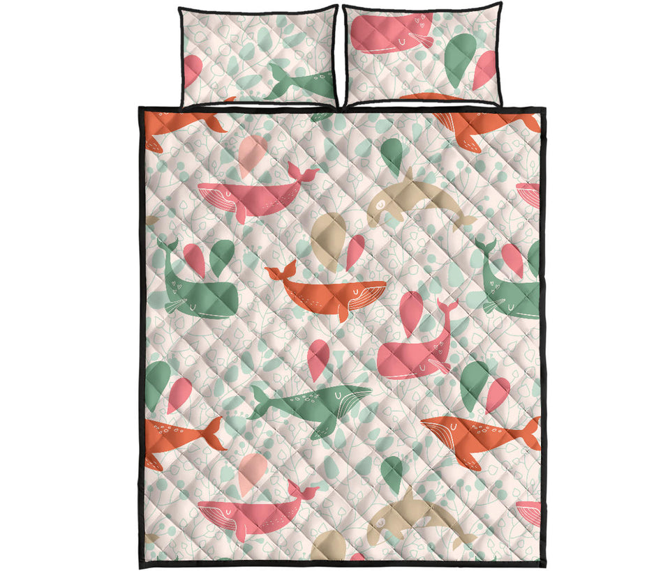 Cute whale pattern Quilt Bed Set