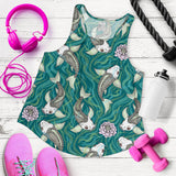 Koi Fish Carp Fish lotus pattern Women Racerback Tank Top