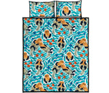 Cute sea otters fishe sea urchin pattern Quilt Bed Set