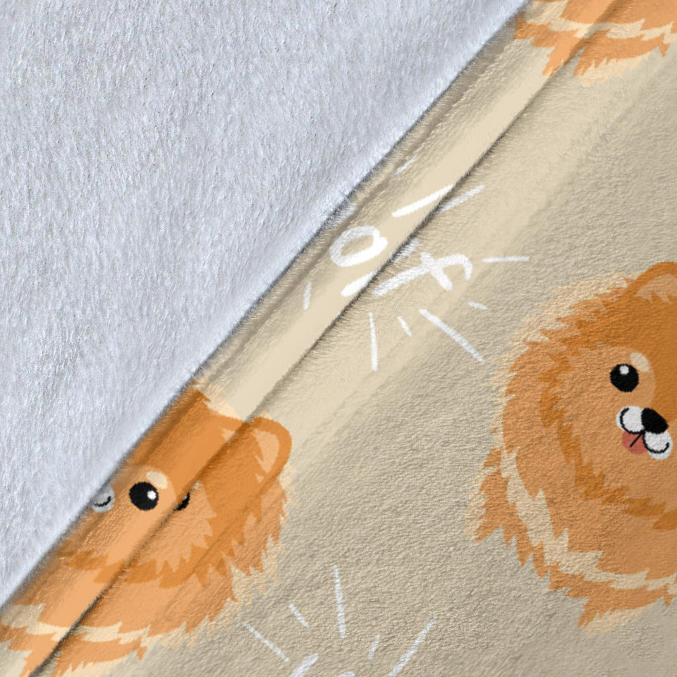 Cute Brown Pomeranian Puppy  Premium Blanket