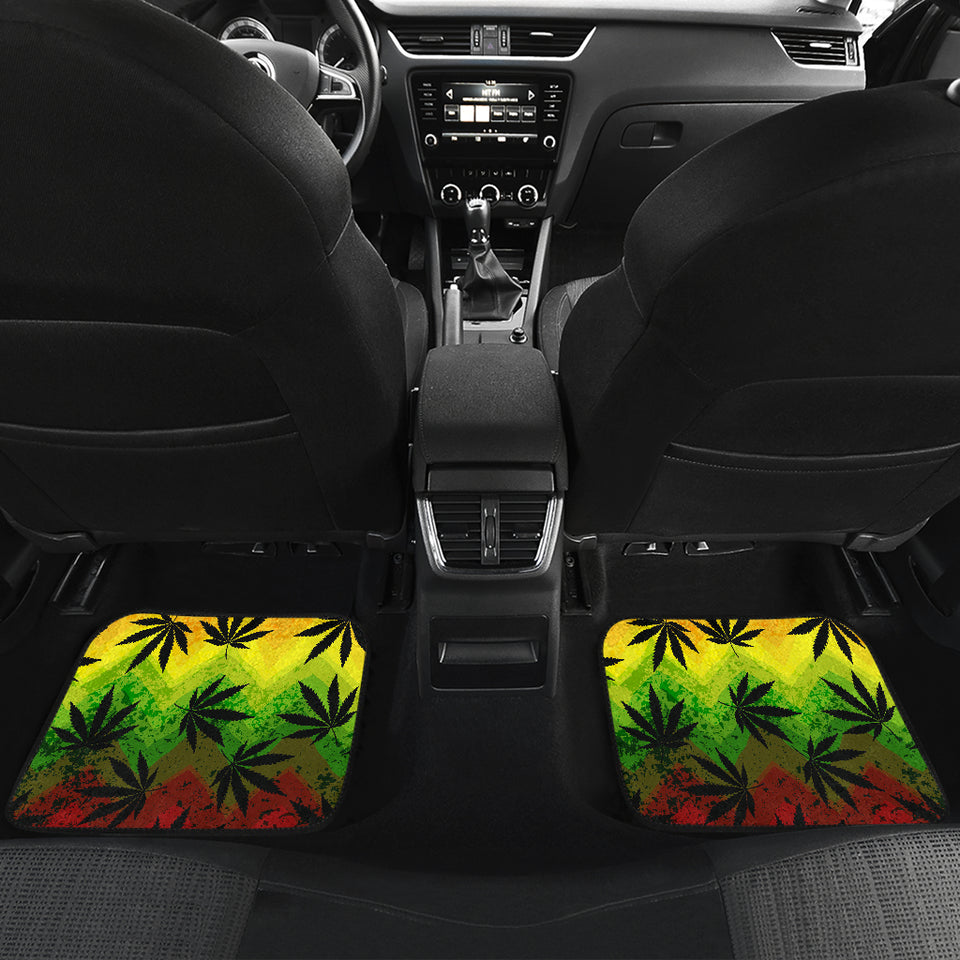 Canabis Marijuana Weed Pattern Print Design 03 Front and Back Car Mats