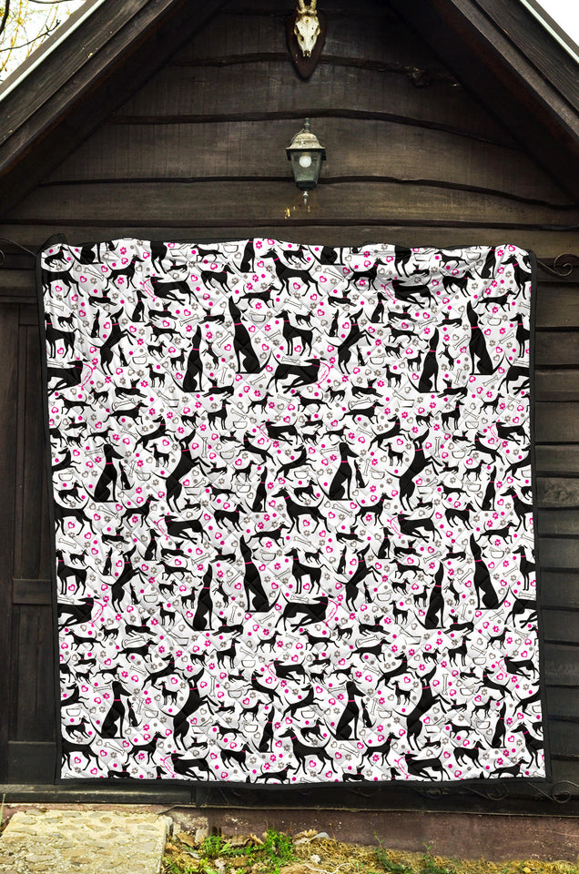 Greyhound Pattern Print Design 02 Premium Quilt