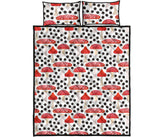 Red mushroom dot pattern Quilt Bed Set