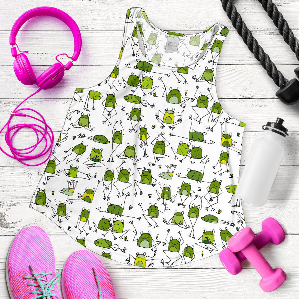 Sketch funny frog pattern Women Racerback Tank Top