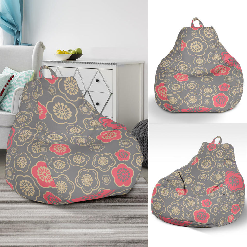 Red Gold Sakura Cherry Blossom Gray Background Bean Bag Cover