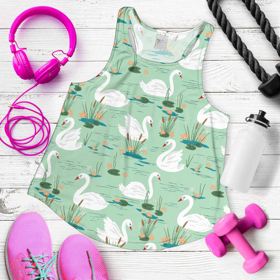 White swan lake pattern Women Racerback Tank Top