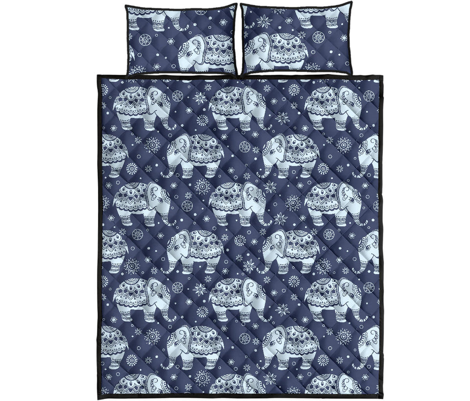 Elephant tribal design pattern Quilt Bed Set