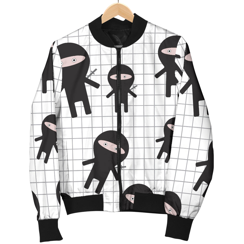 Ninja Pattern Plaid Background Women'S Bomber Jacket