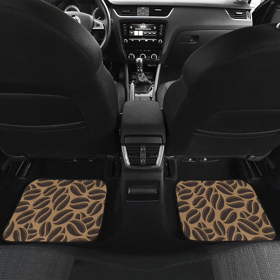 Coffee Bean On Brown Background Front And Back Car Mats