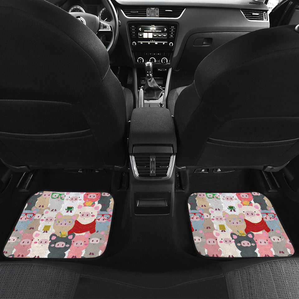 Pig Pattern Print Design 02 Front and Back Car Mats