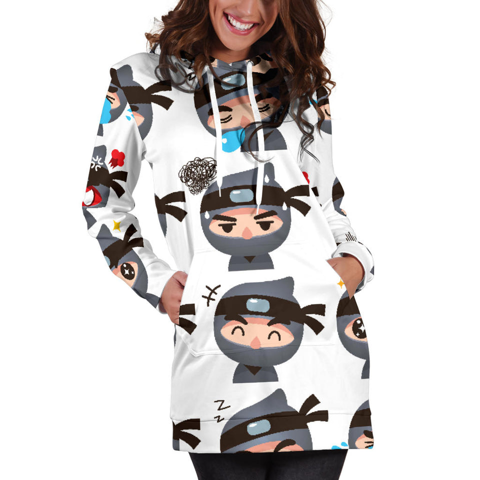 Cute Ninja Design Pattern Women'S Hoodie Dress