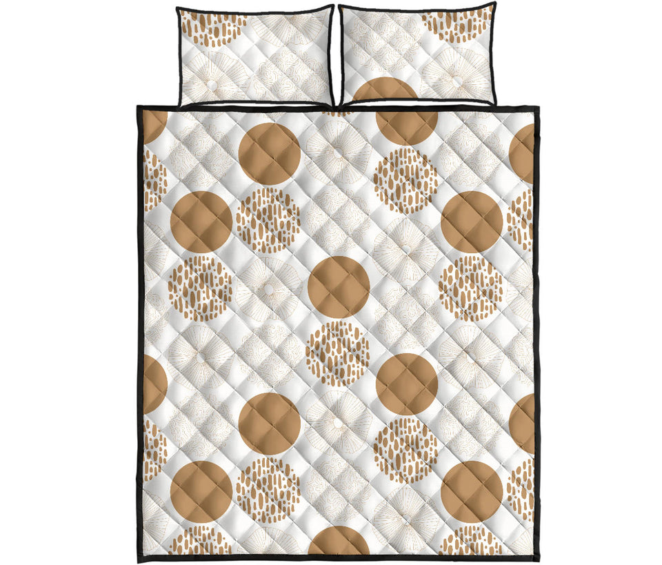 Gold Texture mushroom pattern Quilt Bed Set