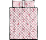 Poodle dog pink color theme Quilt Bed Set