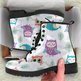 Cute Owl Pattern Leather Boots