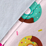 Donut Pattern Glaze Pink Background Premium Blanket