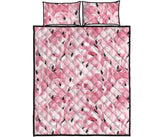 Pink flamingos pattern background Quilt Bed Set