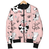 Cows Milk Product Pink Background Women'S Bomber Jacket